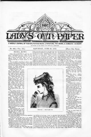 cover page of Lady's Own Paper published on June 29, 1872