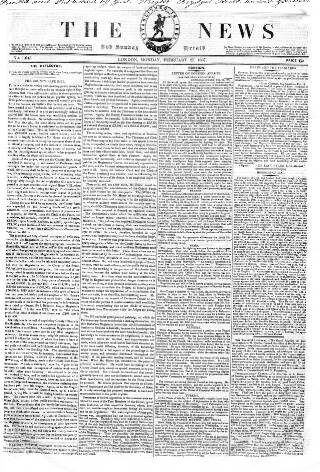 cover page of The News (London) published on February 27, 1837