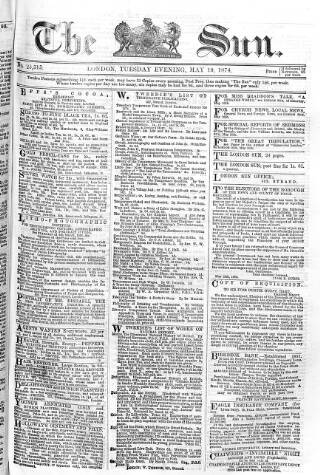 cover page of Sun (London) published on May 19, 1874