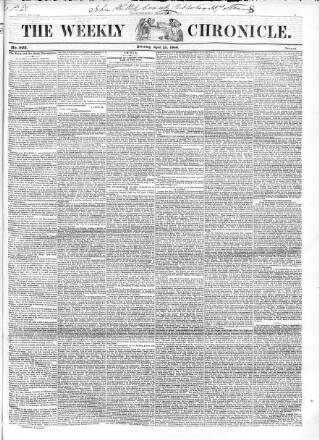 cover page of Weekly Chronicle (London) published on April 25, 1846