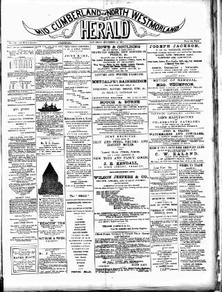 cover page of Cumberland & Westmorland Herald published on November 28, 1891