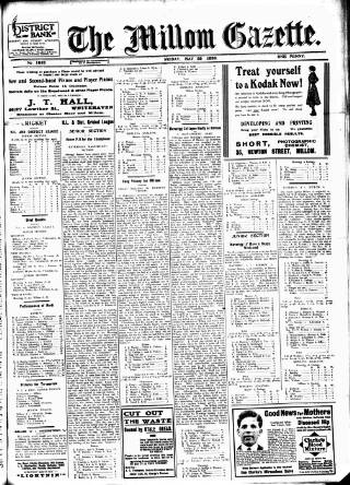 cover page of Millom Gazette published on May 28, 1926