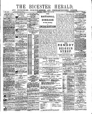 cover page of Bicester Herald published on May 28, 1886