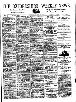 cover page of Oxfordshire Weekly News published on May 25, 1898
