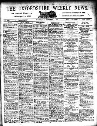 cover page of Oxfordshire Weekly News published on December 4, 1907