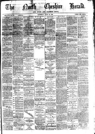 cover page of Hyde & Glossop Weekly News, and North Cheshire Herald published on April 26, 1873