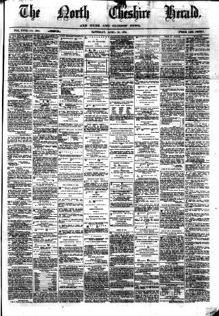cover page of Hyde & Glossop Weekly News, and North Cheshire Herald published on April 25, 1874
