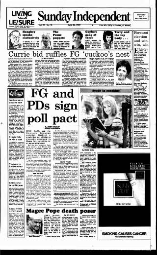 cover page of Sunday Independent (Dublin) published on May 28, 1989