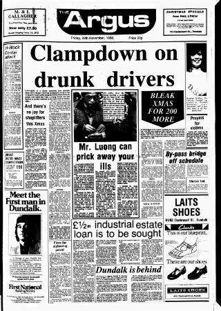 cover page of Drogheda Argus and Leinster Journal published on November 28, 1980