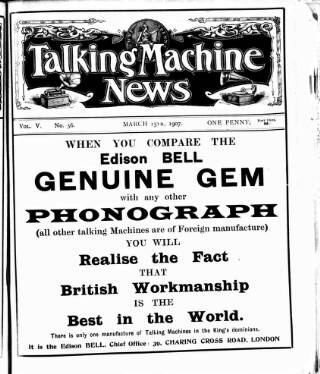 cover page of Talking Machine News published on March 15, 1907