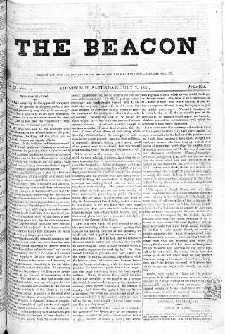 cover page of Beacon (Edinburgh) published on July 7, 1821