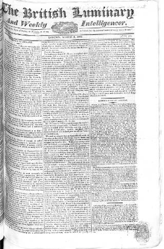 cover page of British Luminary published on March 9, 1823