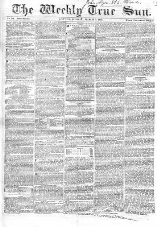 cover page of Weekly True Sun published on March 5, 1837