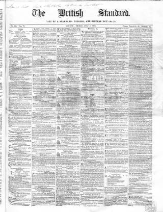 cover page of British Standard published on July 5, 1861