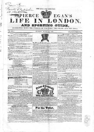 cover page of Pierce Egan's Life in London, and Sporting Guide published on June 3, 1827