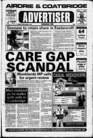 cover page of Airdrie & Coatbridge Advertiser published on April 26, 1991