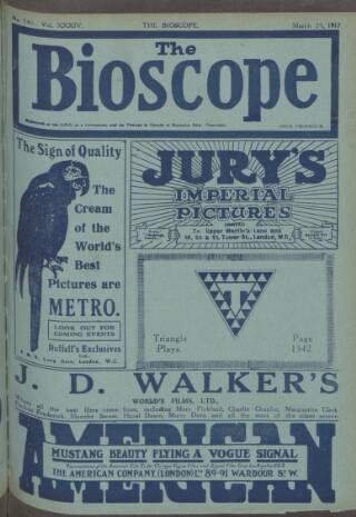cover page of The Bioscope published on March 29, 1917
