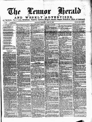 cover page of Lennox Herald published on April 25, 1891