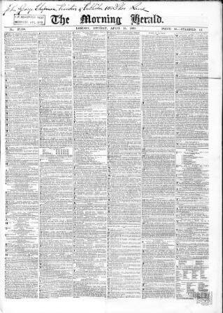 cover page of Morning Herald (London) published on April 19, 1869
