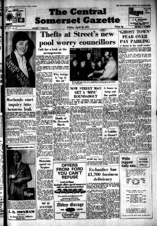 cover page of Central Somerset Gazette published on April 25, 1975