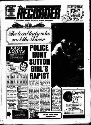 cover page of Mansfield & Sutton Recorder published on April 26, 1984