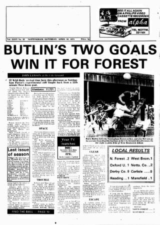 cover page of Football Post (Nottingham) published on April 26, 1975