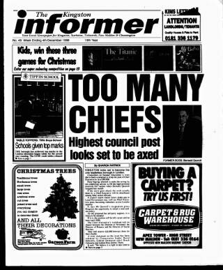cover page of Kingston Informer published on December 4, 1998