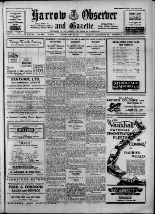 cover page of Harrow Observer published on May 29, 1936