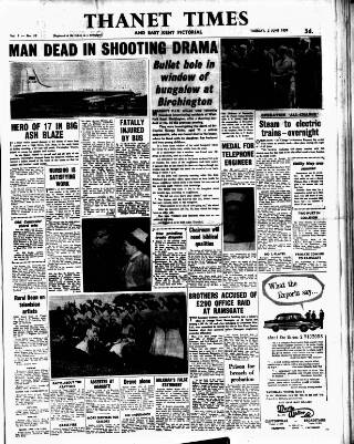 cover page of Thanet Times published on June 2, 1959