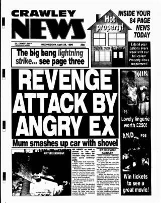 cover page of Crawley News published on April 24, 1996