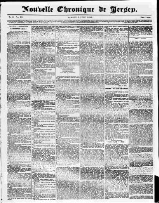 cover page of Nouvelle Chronique de Jersey published on June 2, 1866