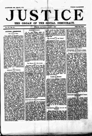 cover page of Justice published on March 4, 1893