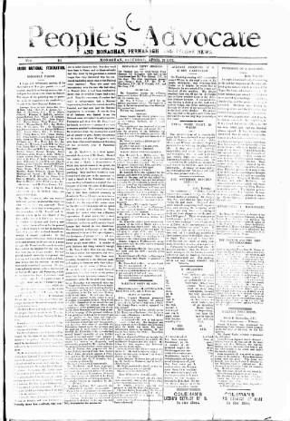 cover page of People's Advocate and Monaghan, Fermanagh, and Tyrone News published on April 25, 1891