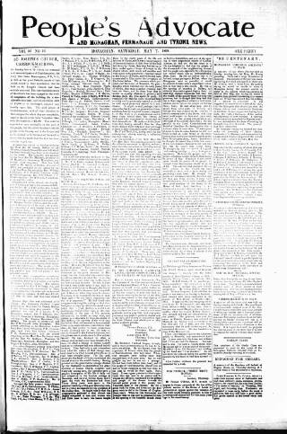 cover page of People's Advocate and Monaghan, Fermanagh, and Tyrone News published on May 7, 1898