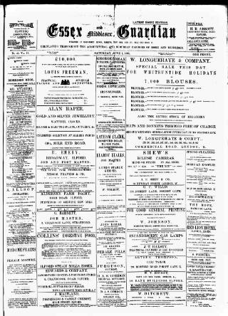 cover page of Essex Guardian published on June 1, 1895