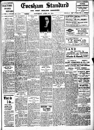 cover page of Evesham Standard & West Midland Observer published on April 26, 1941
