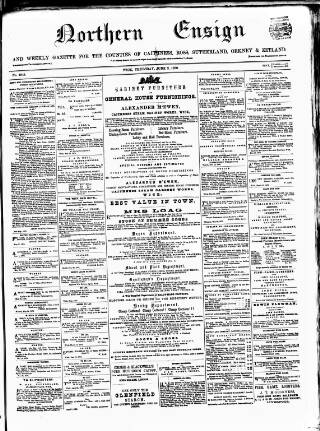 cover page of Northern Ensign and Weekly Gazette published on June 2, 1870