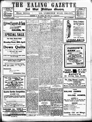 cover page of Ealing Gazette and West Middlesex Observer published on April 26, 1913