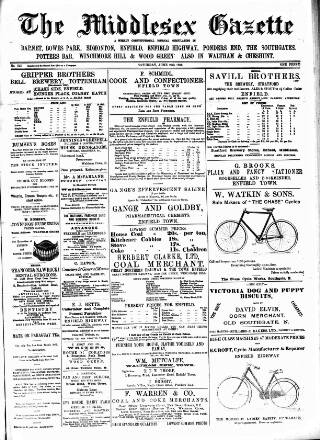 cover page of Middlesex Gazette published on June 27, 1896