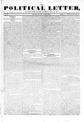 cover page of Political Letter published on June 18, 1831