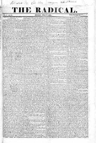 cover page of Radical 1836 published on July 17, 1836