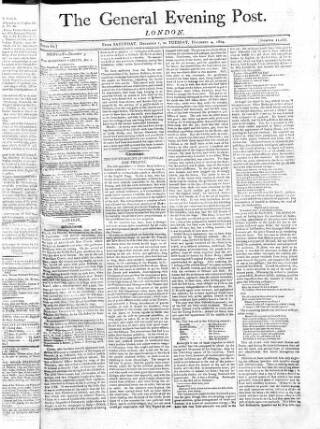 cover page of General Evening Post published on December 4, 1804