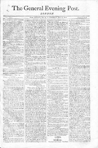 cover page of General Evening Post published on May 25, 1809
