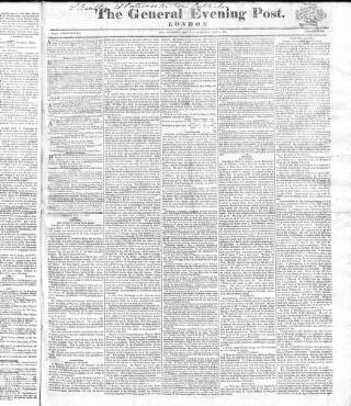 cover page of General Evening Post published on May 5, 1821