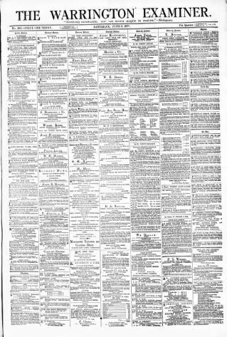 cover page of Warrington Examiner published on June 2, 1877