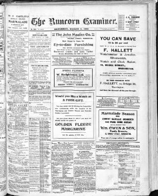 cover page of Runcorn Examiner published on March 2, 1912