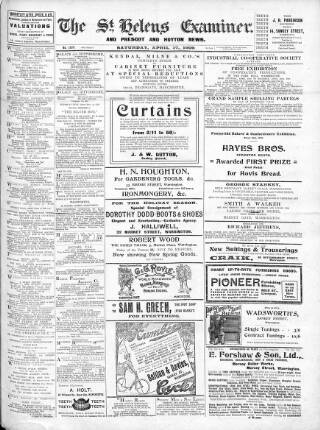 cover page of St. Helens Examiner published on April 17, 1909