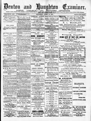 cover page of Denton and Haughton Examiner published on April 18, 1891