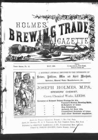 cover page of Holmes' Brewing Trade Gazette published on May 1, 1881