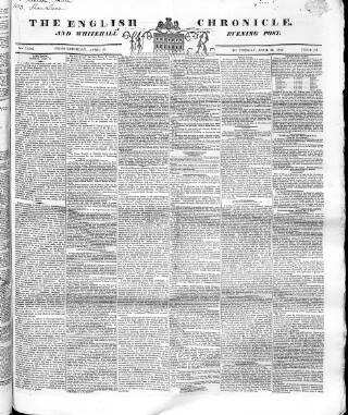 cover page of English Chronicle and Whitehall Evening Post published on April 24, 1832